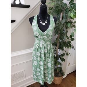 Faded Glory Stretch Green & White Halter Neck Sleeveless Knee Length Dress XL